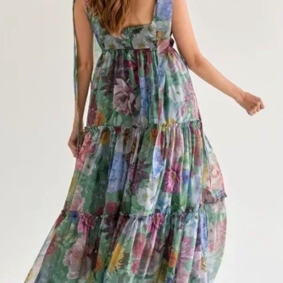 Francesca's Tie Strap Tiered Floral Maxi Dress - Picture 2 of 5